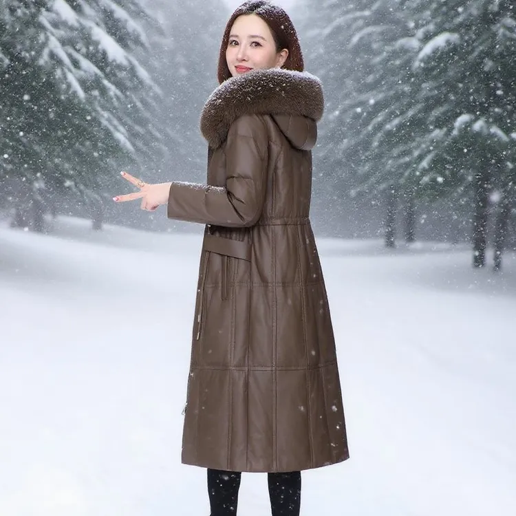 2025冬新款高端海宁真皮羽绒服女妈妈皮衣绵羊皮皮草长款洋气外套