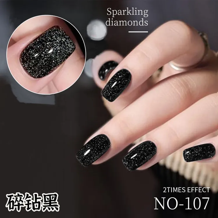 碎钻黑色超闪显白银色爆闪胶美甲胶美甲流行色美甲专用甲油胶爆闪
