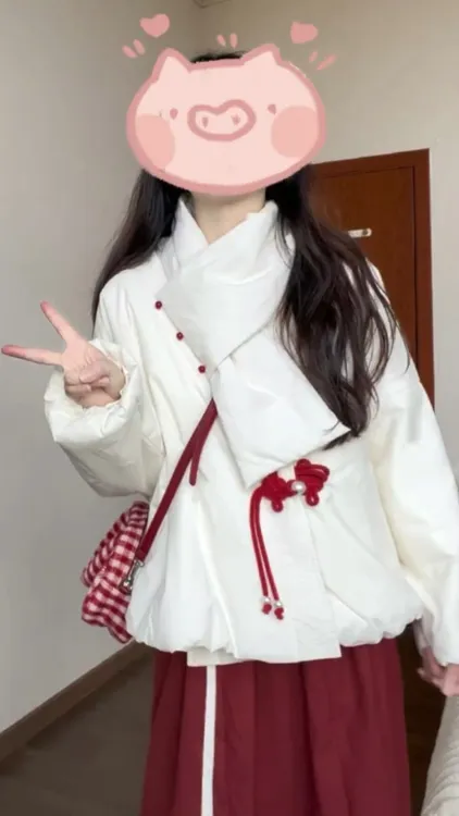 秋冬穿搭一整套过年穿搭新中式盘扣棉服外套女设计感半身裙两件套