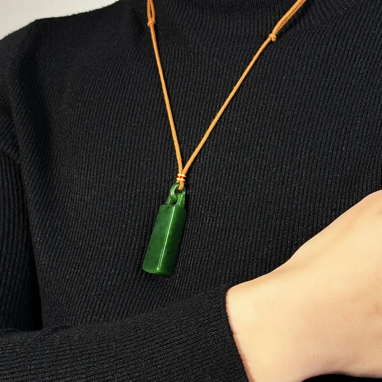 【称心如意】天然和田碧玉称心如意锁S925银珐琅简约时尚吊坠00211