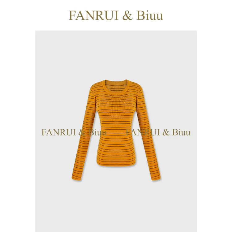 FANRUI/泛芮「自然织迹」羊毛撞色条纹减龄时尚设计感打底衣B19807