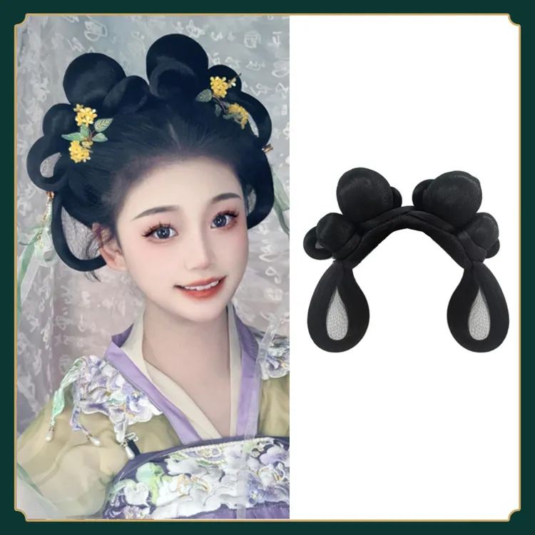 幽兰阁古装假发月兔髻古风兔耳假发包汉服妆造蝴蝶发髻可变形发包