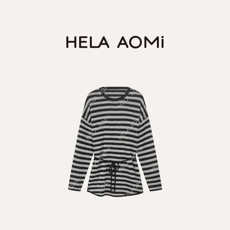 HELA AOMI “条纹骆绒”绵羊毛兔毛纤细柔软条纹针织衫CY5CC33424