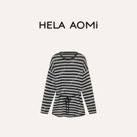 HELA AOMI “条纹骆绒”绵羊毛兔毛纤细柔软条纹针织衫CY5CC33424