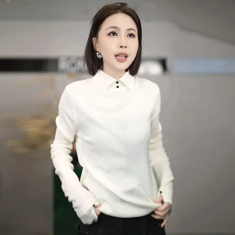 溶溶【年度神器】RONGRONG 绵羊毛混纺自发热感衬衫版毛衣 RR2412-2