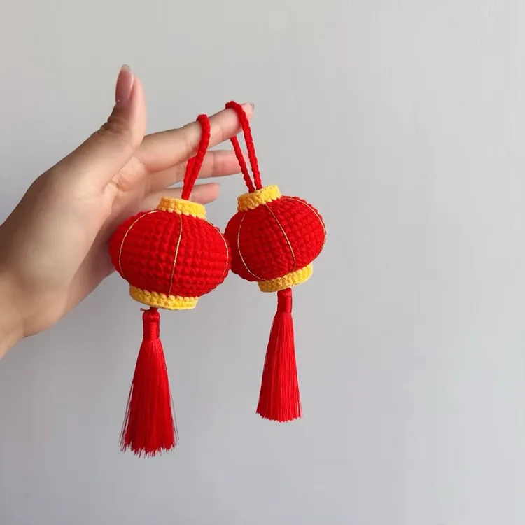 新年灯笼挂饰毛线钩织diy手工礼物送亲戚朋友车挂钥匙扣材料包