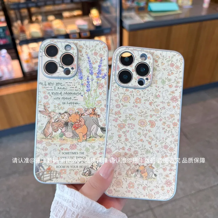 苹果/小米/华为/荣耀/OPPO/VIVO 动漫老花纹金属漆小羊皮手机壳