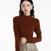 3076竹纤维暖绒珍珠领打底衫
