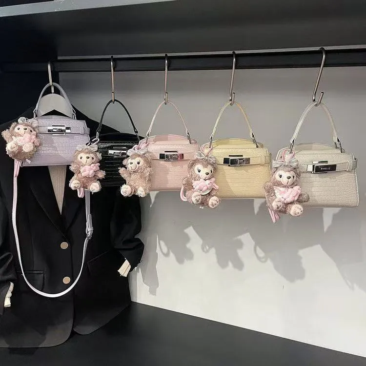 潮流超火手拎凯莉包女2025新款百搭时尚斜挎包洋气斜挎小方包白色