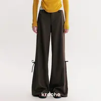 【雪宝专享】Kroche 手工立体系带蝴蝶结 氛围感宽松阔腿西装裤