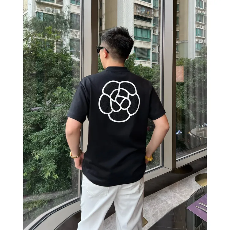 【小香山茶花】夏日老钱闪钻定制立体液氨棉男士情侣短袖T恤WYG9927