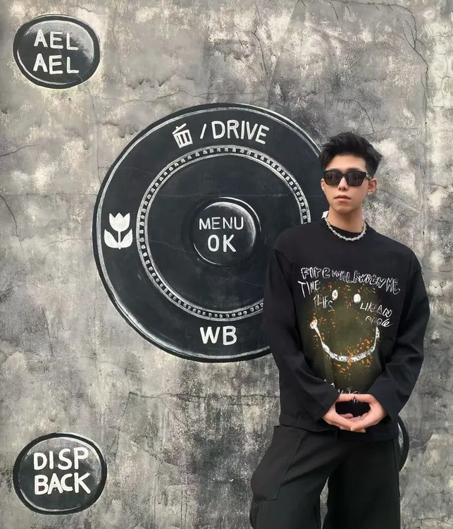 GLOWECHO/25F 重磅400克OVERSIZE阔版原创小众手绘秋冬纯棉卫衣