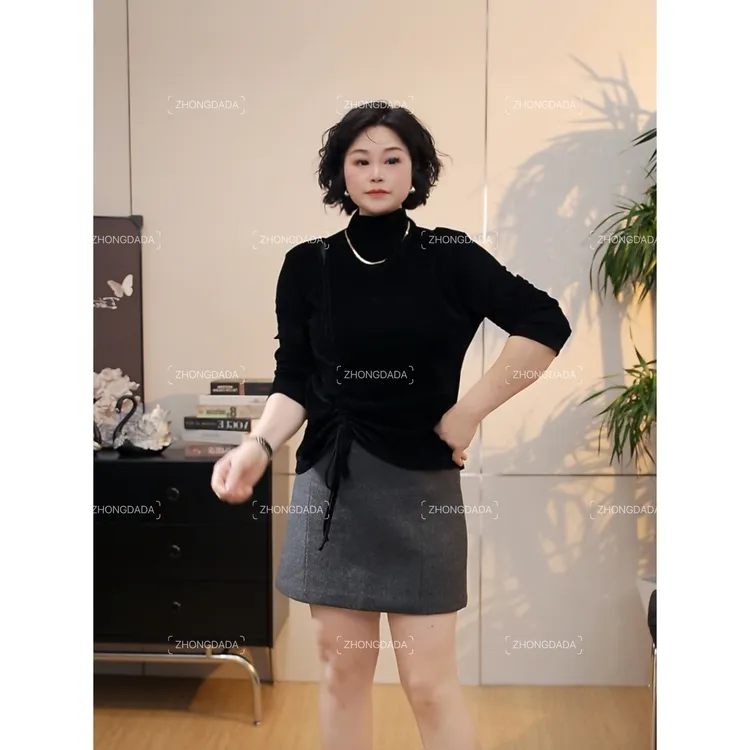 ZHONG大大【】2025秋冬新款灰色毛呢半身裙高腰百搭显瘦a字裙女992*