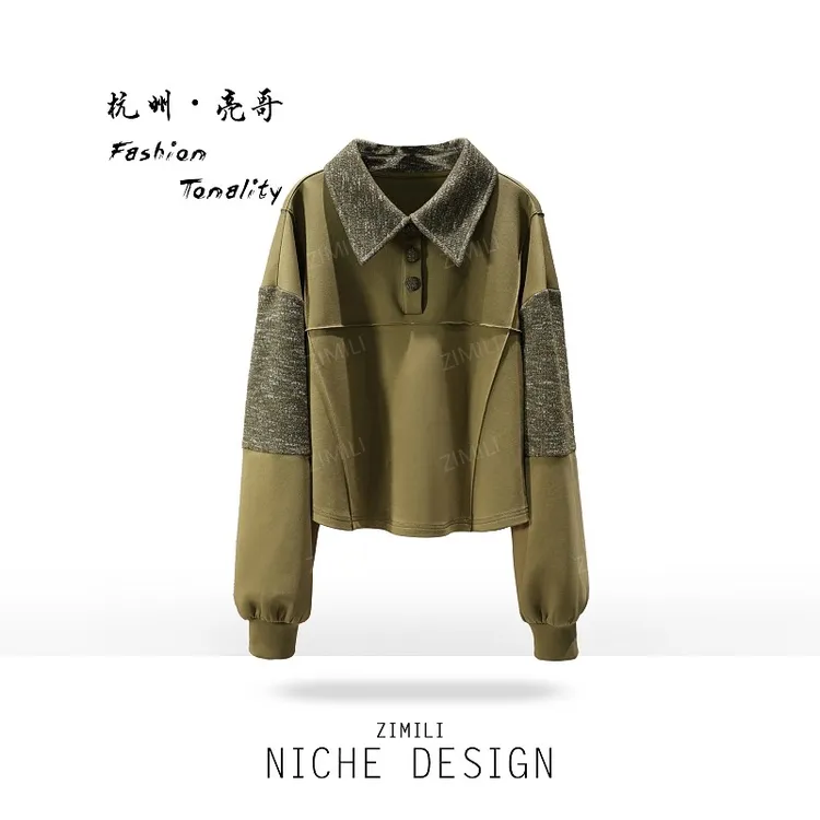【亮哥欧货女装】冬季热感绒《咸菜绿》亲肤超柔高定双面卫衣26576-K2