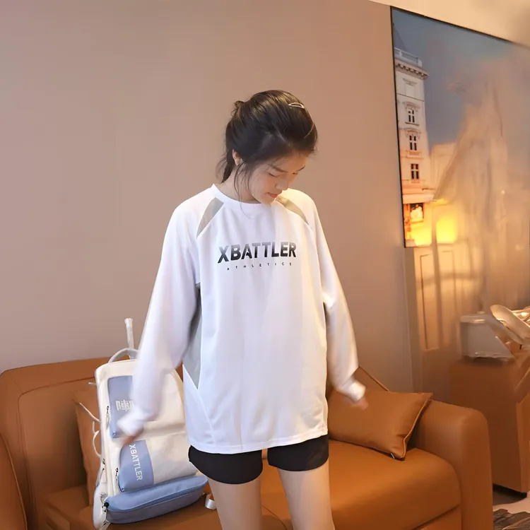 上阵长袖羽毛球服透气快干文化衫圆领比赛服团队服男女款速干羽球
