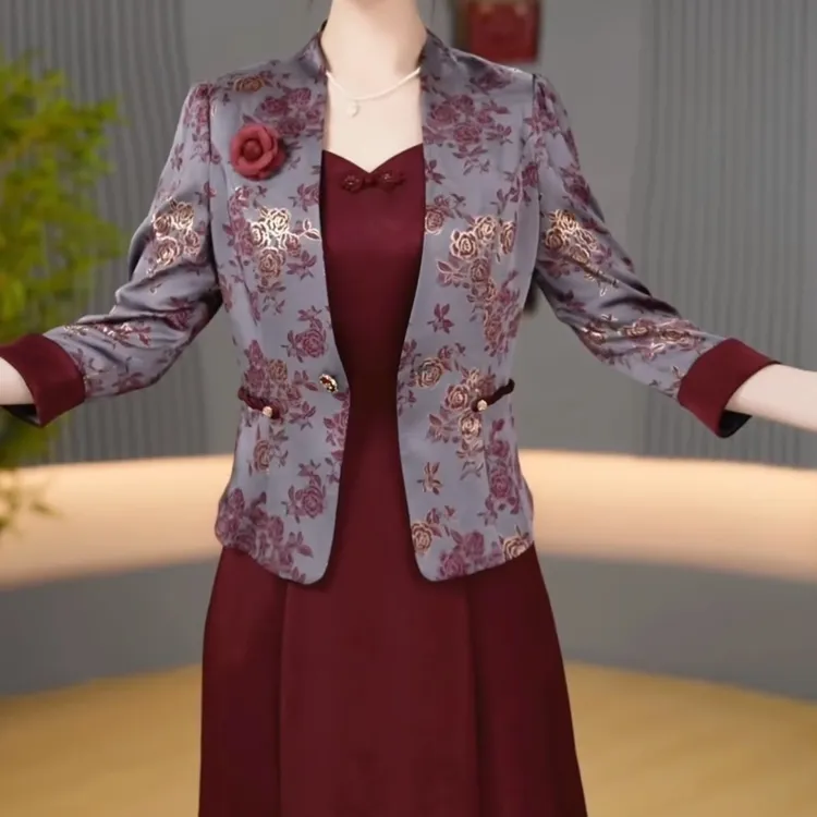 新中式时尚复古刺绣百搭套装2025春季新款端庄大气减龄两件套裙子