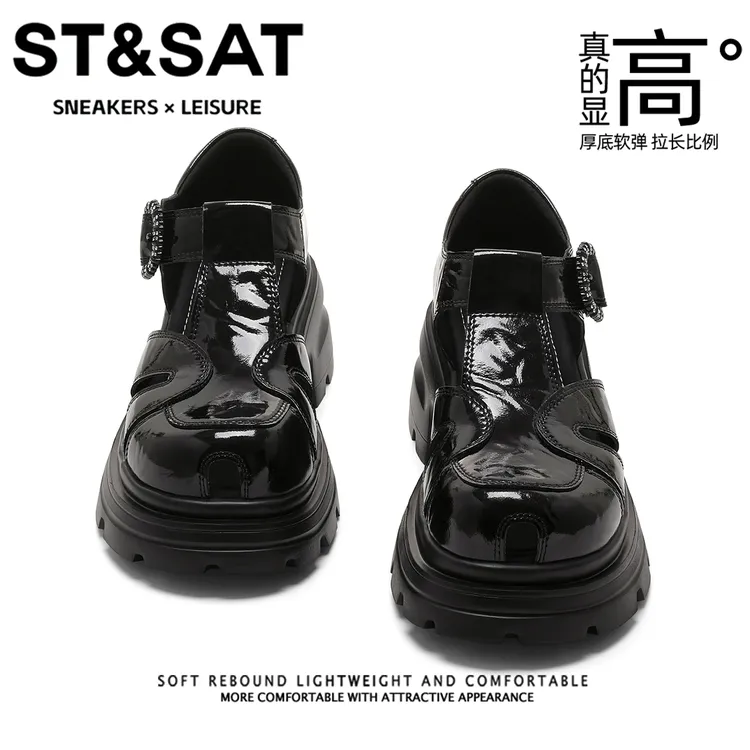 星期六增高7cm罗马凉鞋女2025新款厚底显瘦猪笼鞋英伦风包头凉鞋 