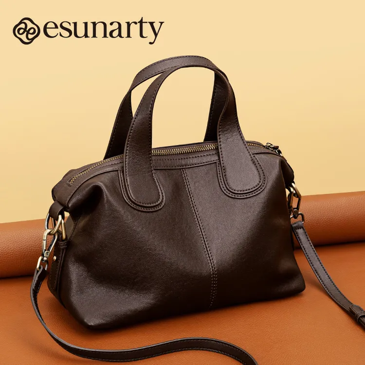 真皮手提包包女士2025新款头层牛皮通勤斜挎单肩波士顿女包秋冬季