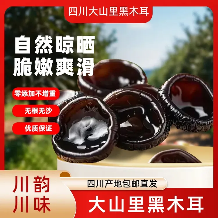 四川大山里高山黑木耳碗耳特产干货无根无沙零添加四川椴木黑木耳