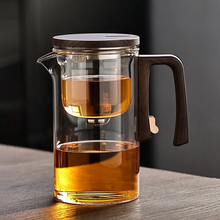 磁吸飘逸杯泡茶壶耐热全玻璃内胆过滤泡茶杯办公室懒人冲茶茶水壶