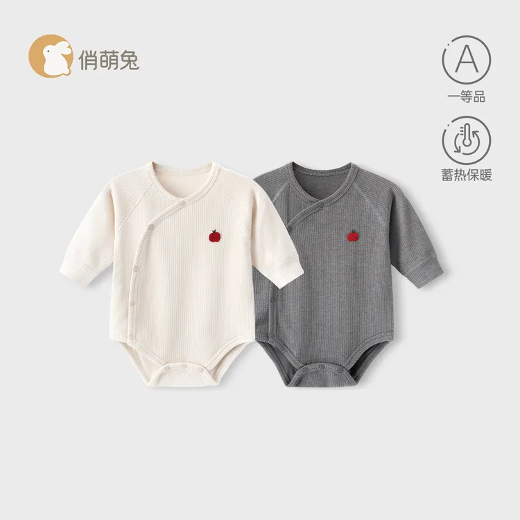 俏萌兔包屁衣婴儿秋冬蓄热徳绒保暖打底内衣宝宝加厚三角连体哈衣