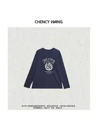 『CHENCY WANG』蓝调花束 小众设计感做旧字母印花长袖百搭宽松上衣