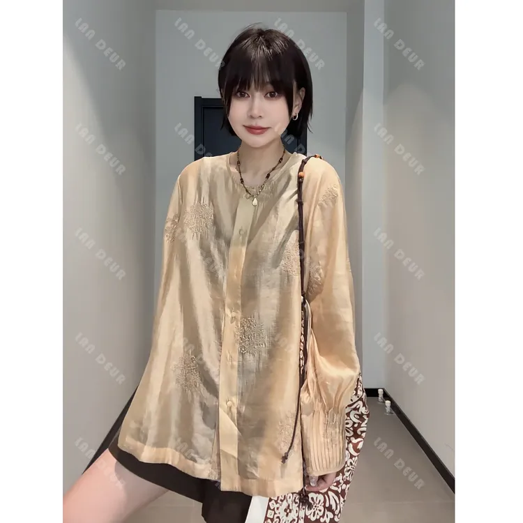 【开启盛夏】天丝亚麻中长款气质衬衫时尚休闲夏季薄款上衣女防晒