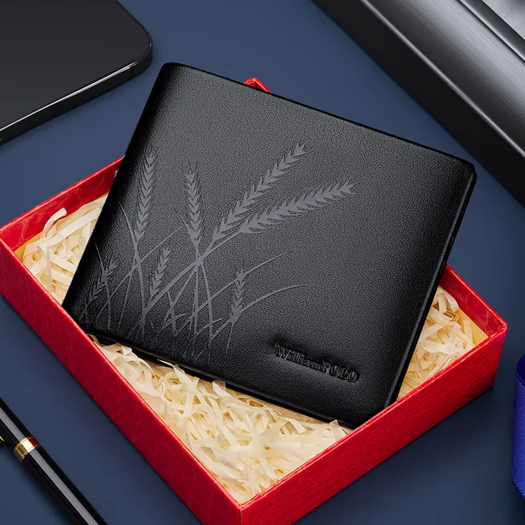 英皇保罗男士真皮钱包高档时尚商务休闲防盗进口头层牛皮卡包钱夹