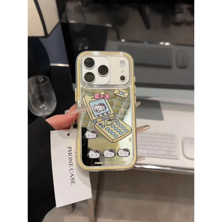 电话kt粉适用苹果17pro手机壳iPhone16炫彩镜面华为p可爱女小米15
