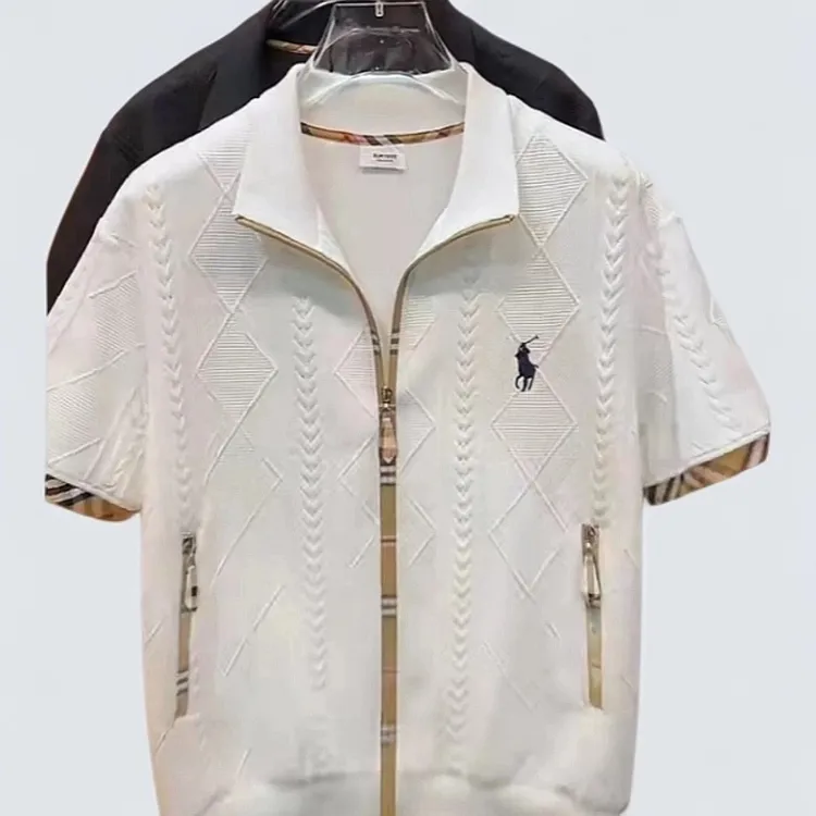 2025春夏新款设计师时尚休闲男女同款时尚拉链短袖口袋拉链