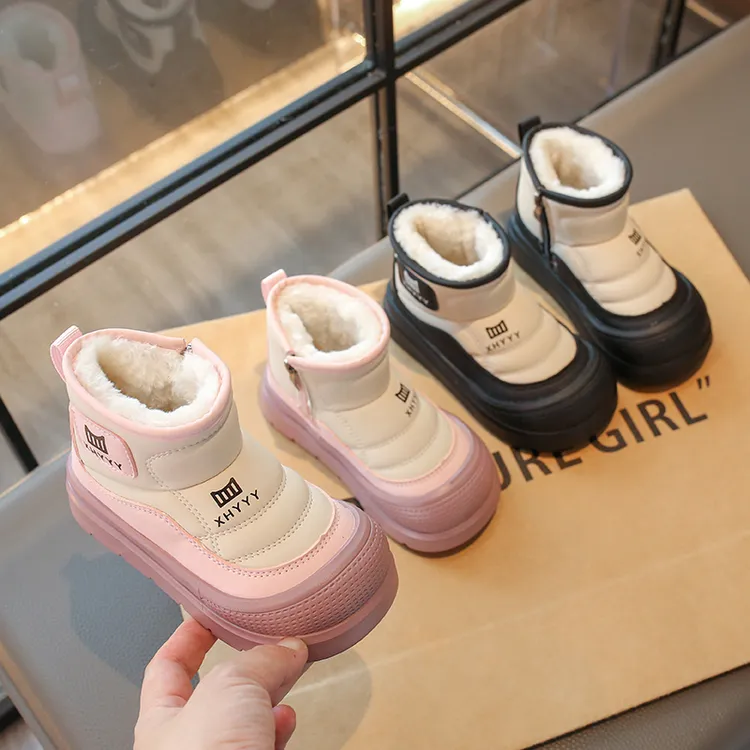女童休闲雪地靴男童冬季小女孩棉鞋时尚女宝小中大童保暖宝宝防滑
