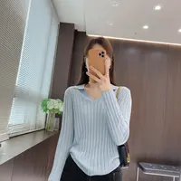 IMFLY金小金自制女装 针织衫DYW9769秋季时尚V领修身针织长袖上衣