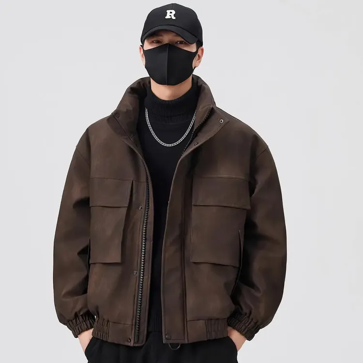 25冬季皮羽绒立领冬季美式复古保暖加厚羽绒服