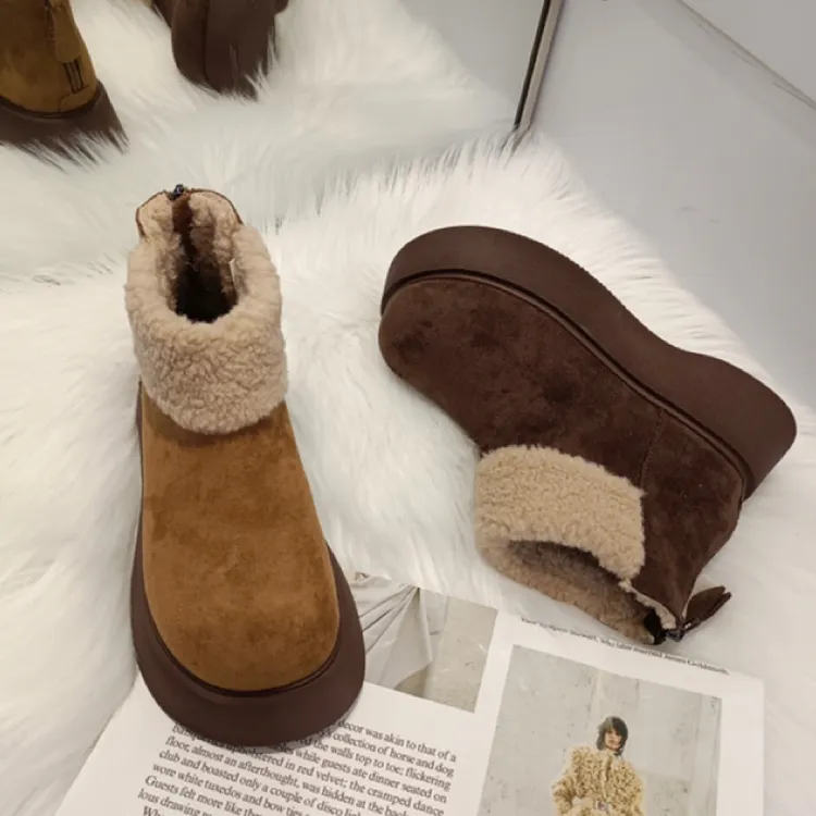 复古增高雪地靴厚底女款加绒加厚保暖勃肯鞋短靴2025爆款大头棉鞋