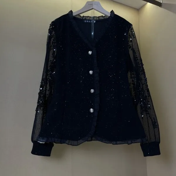 2025新款欧货重工高级感小女人时尚气质显瘦纯色洋气大衫