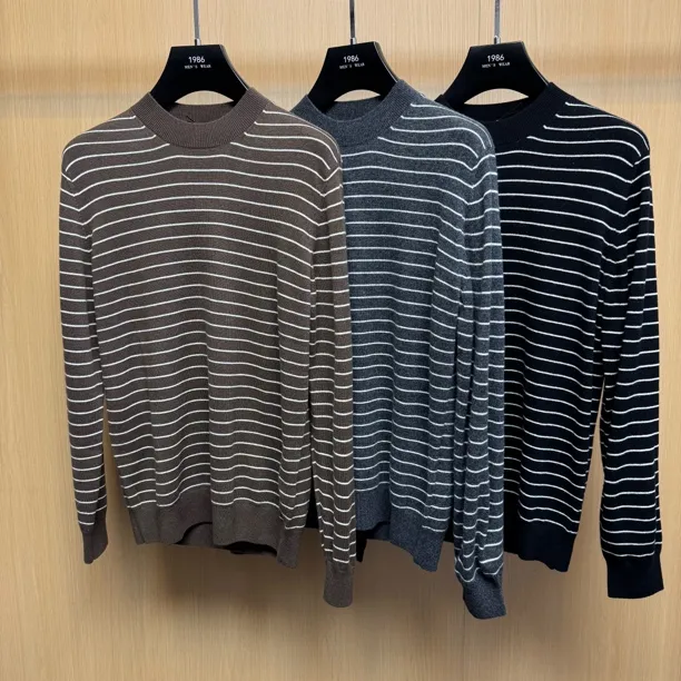 【爵派尔羊绒羊毛】DDK070男士冬季条纹针织长袖时尚款