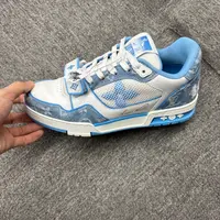 95新 LouisVuitton/路易威登 40.5码 lvtrainer白蓝魔术贴 休闲鞋