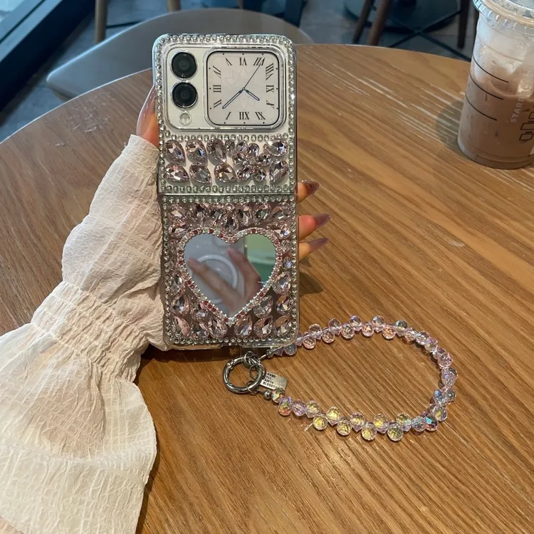 适用华为novaflip手机壳新款水钻爱心奢华purax保护壳外壳潮流p50