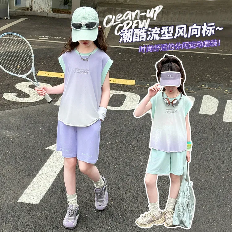 女童篮球服套装儿童夏装夏季韩版童装洋气运动潮酷舒适时尚休闲薄