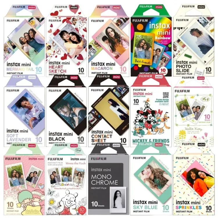 拍立得花边相纸MINI8/9/7+相纸花边拍立得打印纸胶卷胶片彩色彩虹