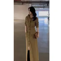 轻熟风显瘦单排扣POLO领连衣裙