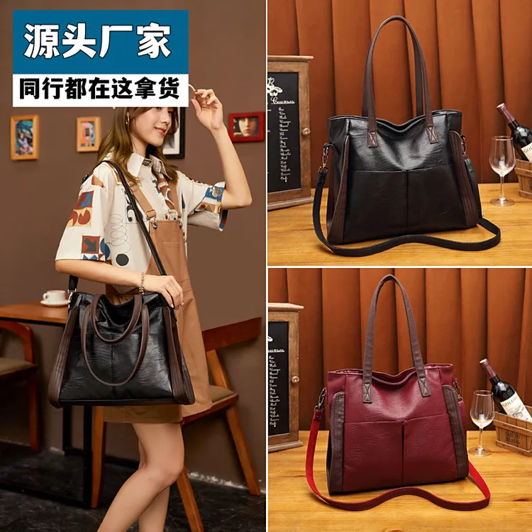 大容量软皮质感中年女潮2025新款潮春夏托特包时尚单肩