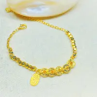 K0392经典黄色碎冰铜钱手链多样性发货49020