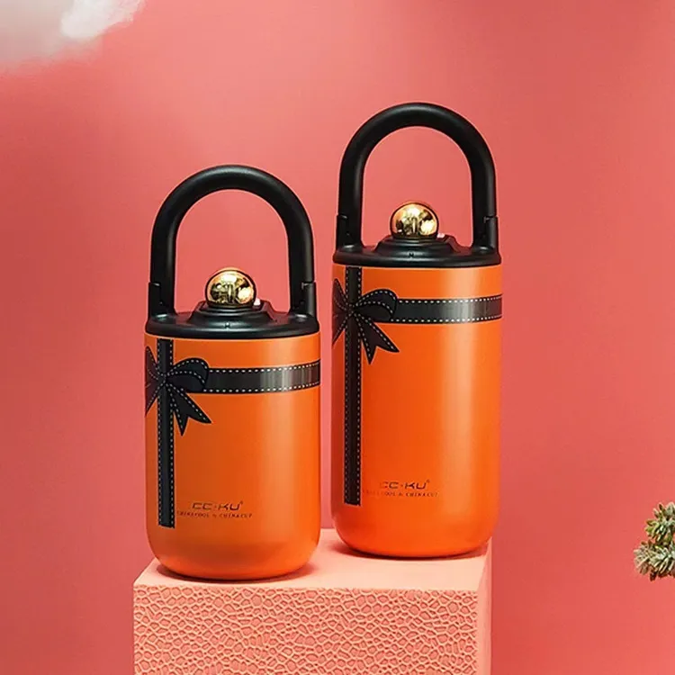 新品小香风手提吸管不锈钢保温杯女生复古时尚杯年轻女孩礼品水杯