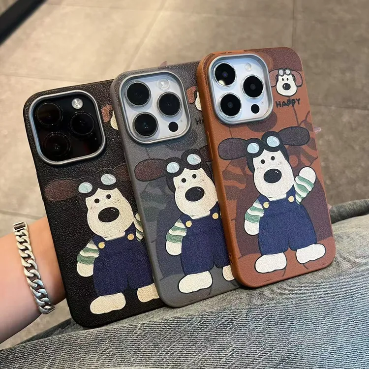 奥菲顿掌门狗荔枝纹适用iPhone17金属框16手机壳华为oppo小米vivo