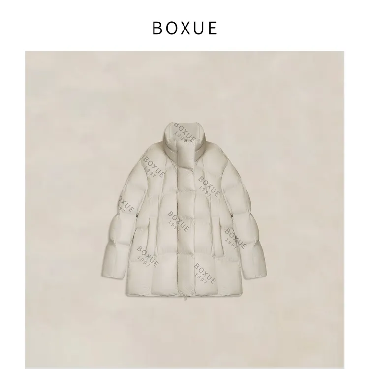 BOXUE“雪花泡芙”2025秋冬高级感压格90白鸭绒羽绒服#251030YR6179