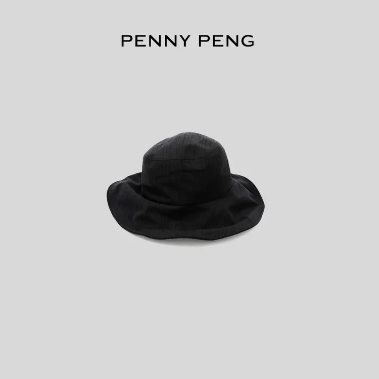 PENNYPENG渔夫帽黑色复古春游出行ins风韩版百搭纯棉蝴蝶结渔夫帽