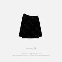 Meiying-潮流斜领慵懒风宽松长袖针织衫QB013