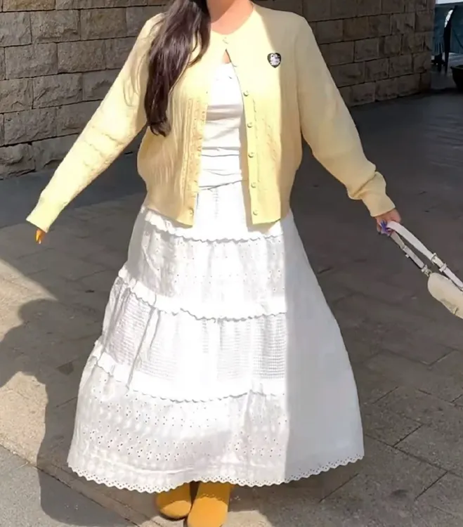 大码女装慵懒风气质刺绣麻花开衫女春季胖mm宽松显瘦时尚套装