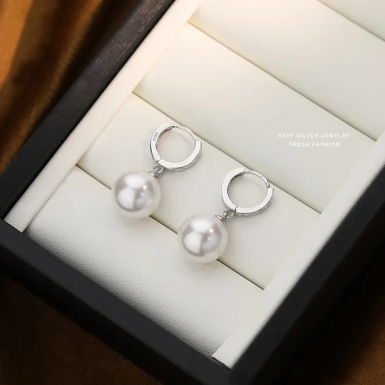 足银耳饰 999足银车花耳扣耳环2025秋冬爆款轻奢简约百搭耳饰